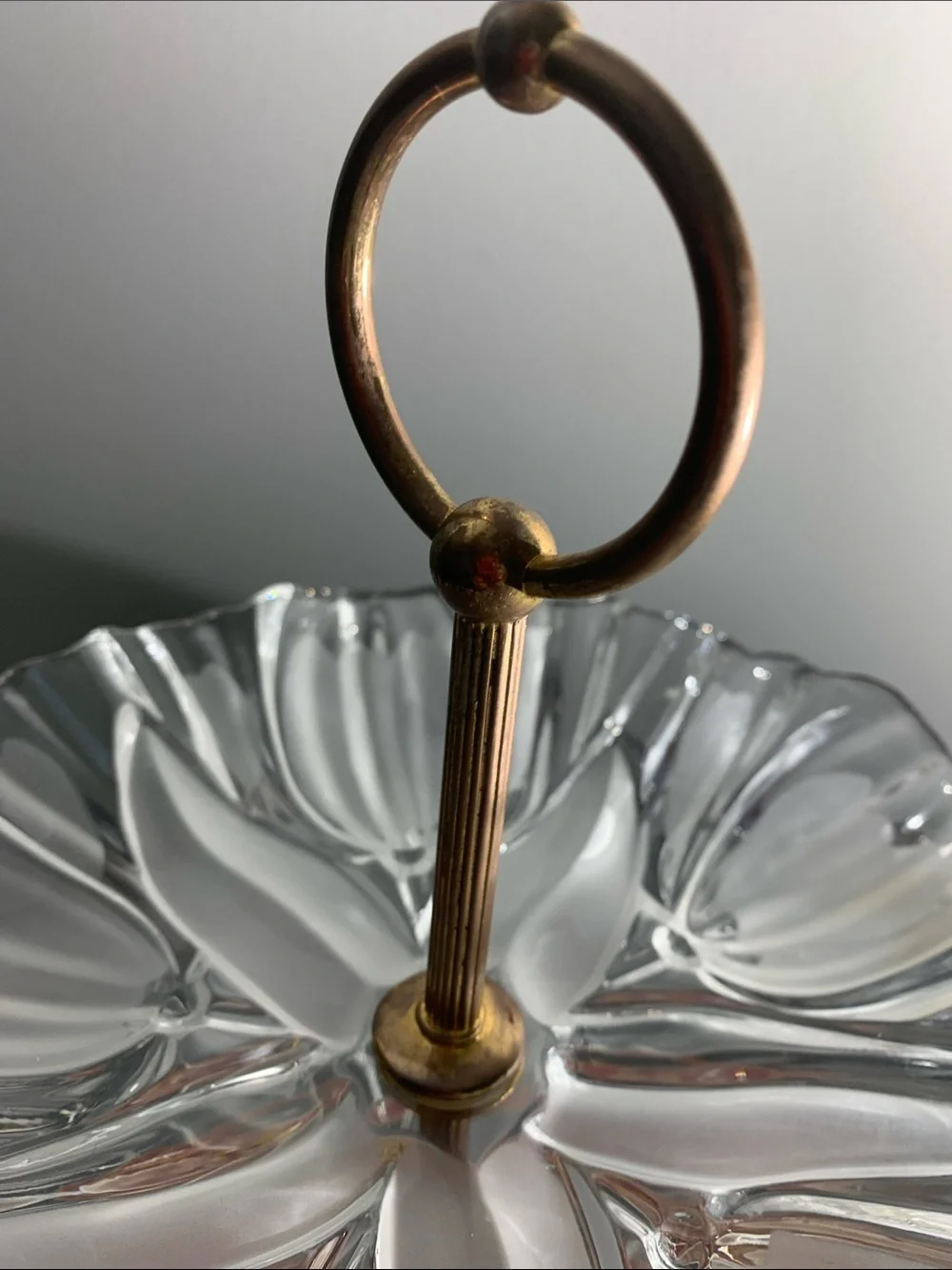 Mikasa Tulips Satin 2-Tier Brass-Tone Handle Tidbit Server Vintage